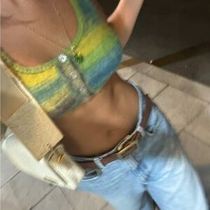 REDONE fuzzy bra top colorful fits small / medium